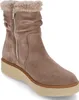 A single brown suede boot with a faux fur lining and a thick sole. Produktbild-Vorschau
