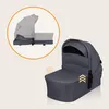 A product image showing a baby bassinet with an inset image demonstrating its folded state. Produktbild-Vorschau