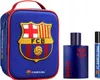 A gift set containing a toiletry bag and two bottles of perfume, all branded with the FC Barcelona logo. Podgląd zdjęcia produktu