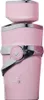 A pink perfume bottle with silver accents. Voir les images du produit