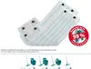 Two mop heads with blue stripes and black fasteners are shown diagonally on a white background, with a red circular overlay highlighting "99% of Viruses & Bacteria". Below the mop heads, there is a line of text and several images of mops and buckets. Produktbild-Vorschau