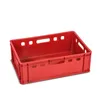 A red plastic crate is shown against a white background. Voir les images du produit