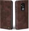 A brown flip cover phone case shown from two angles. Produktbild-Vorschau