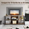 A TV stand with a TV on it, and various decorative items and books on the shelves. Podgląd zdjęcia produktu