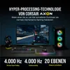 A gaming setup featuring a computer, monitor, keyboard, mouse, and headphones, with promotional text highlighting features. Produktbild-Vorschau