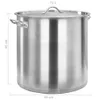 A large stainless steel pot with a lid, shown from the front. Voir les images du produit