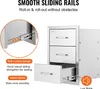 A collage of images showing an outdoor kitchen drawer unit, with close-ups of its features and text explaining its benefits. Náhled obrázku produktu