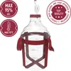 A clear studio shot of a 25-liter carboy or fermentation vessel with a red harness and a red cap with an airlock attached. Produktbild-Vorschau