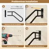 A four-panel instructional graphic showing the steps to install a handrail. Voir les images du produit