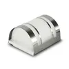 A product shot of a silver and white outdoor wall lamp against a white background. Produktbild-Vorschau