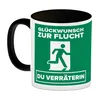 Glückwunsch zur Flucht du Verräterin Kaffeebecher Schwarz Produktbild-Vorschau 2