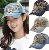 Frauenprägung Flower Denim Baseball Cap Sommer Strass Produktbild-Vorschau 2