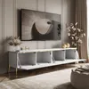 A modern living room with a TV cabinet and a large television mounted on the wall. Náhled obrázku produktu
