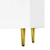 A close-up view of the bottom section of a white cabinet with gold legs. Anteprima dell’immagine prodotto