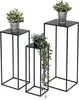 Three black metal plant stands of varying heights, each holding a potted plant. Anteprima dell’immagine prodotto