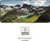 A smartphone screen displaying a mountain landscape, with a marketing icon below indicating a matte, anti-reflective finish. Produktbild-Vorschau