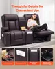 A woman is reading a book on a recliner sofa with various features. Podgląd zdjęcia produktu