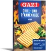A box of Gazi Grill- and Pan Cheese with an image of grilled cheese on a wooden board. Produktbild-Vorschau