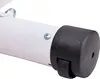 A close-up view of the white metal tube of a piece of exercise equipment, featuring a black plastic caster wheel attached to the end. Produktbild-Vorschau