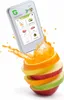 A device is shown splashing orange juice over stacked slices of fruit. Produktbild-Vorschau