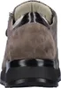 The back view of a brown leather sneaker with a black sole. Produktbild-Vorschau