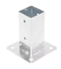 A silver metal post anchor with a square base and a vertical square tube, shown on a white background. Produktbild-Vorschau