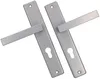 Two silver door handles with keyhole plates are shown against a white background. Produktbild-Vorschau