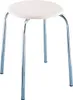 A white-topped stool with chrome legs on a white background. Produktbild-Vorschau