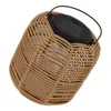A solar-powered lantern with a rattan-like woven exterior and a black solar panel on top. Anteprima dell’immagine prodotto