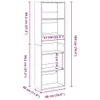 A diagram showing the dimensions of a white bookshelf. Voir les images du produit