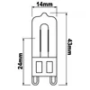 A technical drawing of a light bulb with dimensions. Podgląd zdjęcia produktu