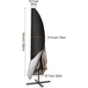 A diagram showing the dimensions of a black umbrella cover. Produktbild-Vorschau