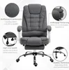 A detailed view of a gray office chair with callouts highlighting its features. Náhled obrázku produktu