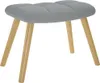 A light gray upholstered stool with wooden legs on a white background. Náhľad obrázku produktu