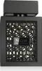 A black perfume bottle with a decorative geometric pattern on the front. Voir les images du produit