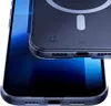 A close-up view of a clear phone case with MagSafe technology, placed over a smartphone. Náhled obrázku produktu