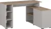 A modern corner desk with integrated shelving and a cabinet, shown against a white background. Anteprima dell’immagine prodotto