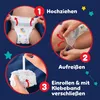 Instructions on how to put on and dispose of a diaper. Produktbild-Vorschau