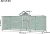 A diagram of a chicken run with dimensions indicated. Voir les images du produit
