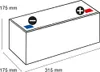 A diagram of a car battery with dimensions indicated. Anteprima dell’immagine prodotto