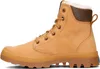 A side view of a tan boot with a brown collar and white lining. Produktbild-Vorschau