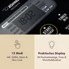 Close-up of a rice cooker display and control panel, with marketing text and icons below. Produktbild-Vorschau