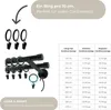 A diagram showing curtain rings and a size chart for curtain rods. Produktbild-Vorschau