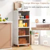 A storage cabinet filled with various items, placed next to a kitchen counter and a window. Náhľad obrázku produktu