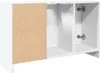 A white cabinet with a brown particle board panel on the left side, showing the interior with hinges on the right. Náhled obrázku produktu