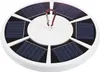A solar-powered flag pole light with multiple solar panels arranged in a circle around a central carabiner clip. Produktbild-Vorschau