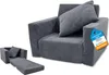 A children's armchair that can be folded out into a bed, shown in two configurations. Voir les images du produit
