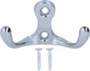 A chrome-plated double coat hook with two screws, photographed against a white background. Produktbild-Vorschau