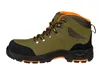 A single green and black work boot with orange accents is shown against a white background. Produktbild-Vorschau