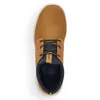 A top-down view of a single brown and navy sneaker. Anteprima dell’immagine prodotto